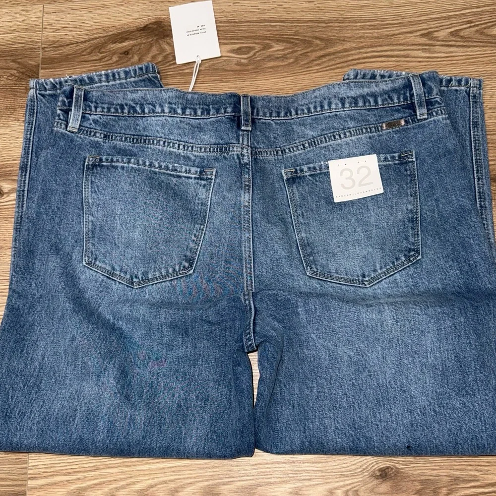 KanCan Medium Stone Wash High Rise Straight Leg Denim Cropped Jean Size 32